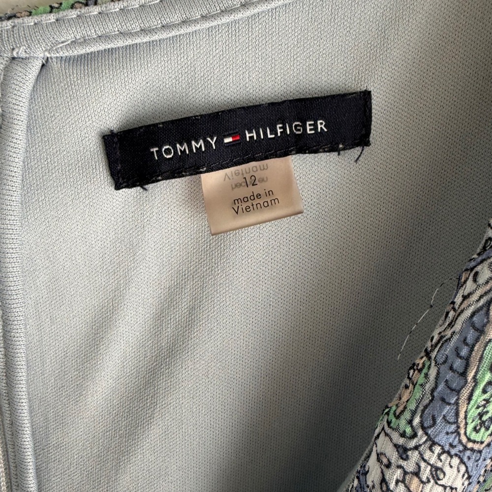 TOMMY HILFIGER Light Blue Paisley Chiffon Ladies Dancing Old Money Dress, 12 - Picture 4 of 8